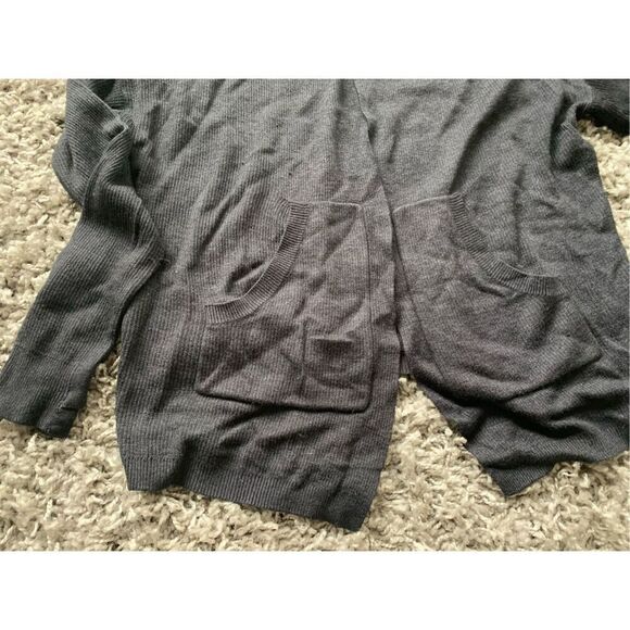 95 LULULEMON GRAY CABIN YOGI WRAP HOOD REVERSIBLE CARDIGAN SWEATER sz 4 6 - Picture 4 of 8